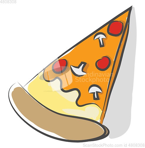 Image of A triangular slice of pepperoni and mushroom pizza vector or col