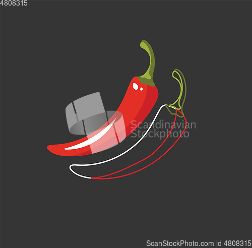 Image of Portrait of red hot chilly peppers over dark background vector o