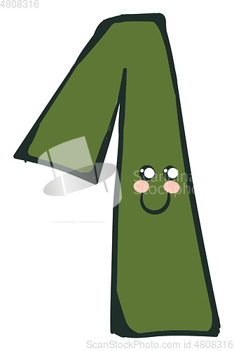 Image of Funny smiling cartoon number-1 vector or color illustration