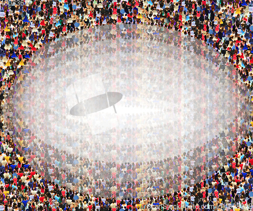 Image of abstract and blurred circles of people