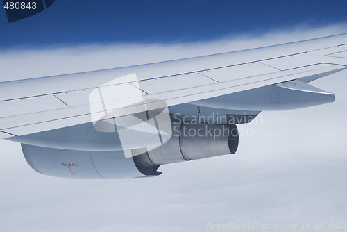 Image of Airplane wing and engine