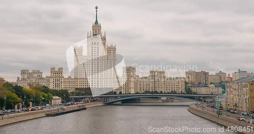 Image of Stalin era tower building skyscraper on Kotelnicheskaya embankment