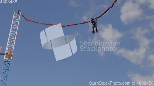 Image of BARNAUL - AUGUST 22: Day of the city. Catapult exciting attraction in action on August 22, 2017 in Barnaul, Russia