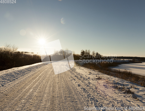 Image of rural road, snow