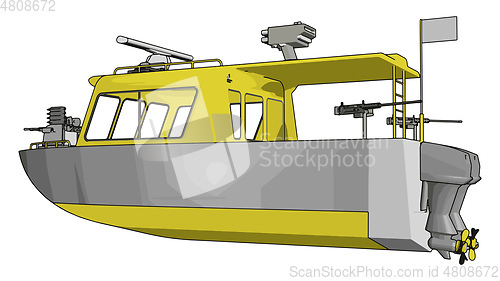 Image of 3D vector illustration on white background of a grey and yellow 