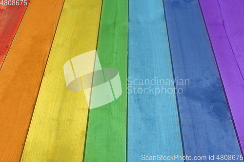 Image of Background from boards in colors of rainbow