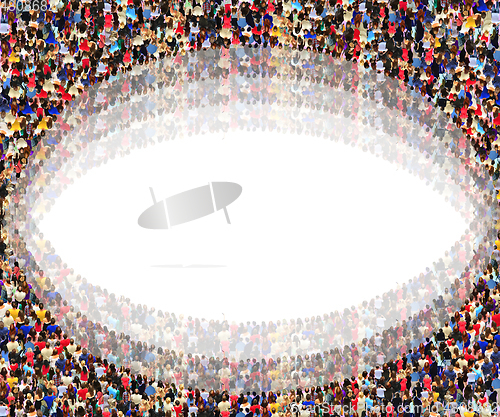 Image of abstract and blurred circles of people with empty middle