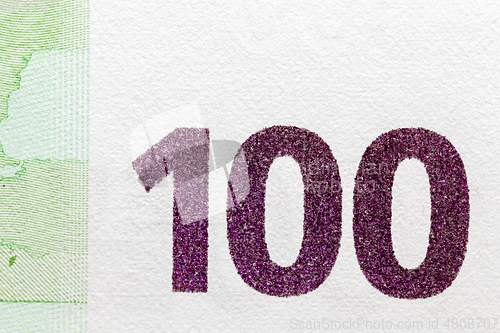 Image of One hundred euros, green color