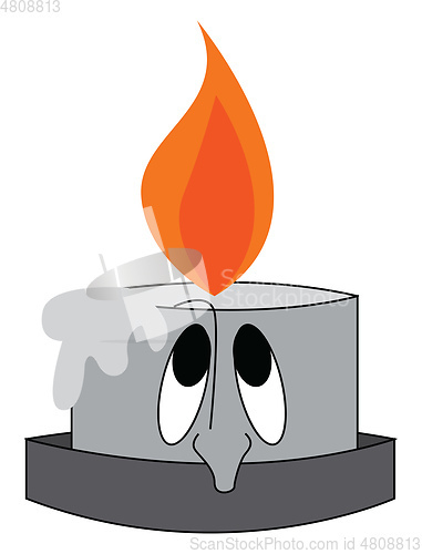 Image of Vector illustration of a sad burning grey candle on white backgr