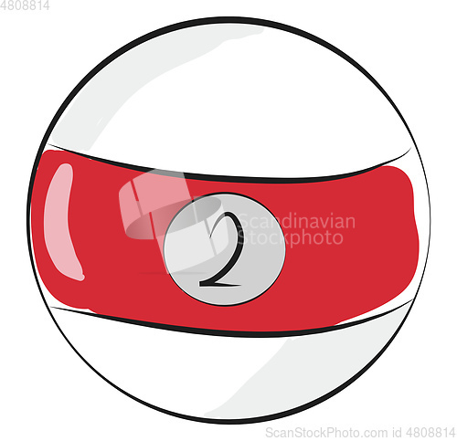 Image of Billiard ball number 2 illustration color vector on white backgr