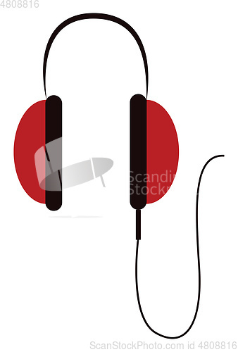Image of Simple big red headphones vector illustration on white backgroun
