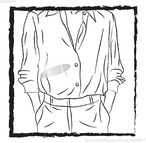 Image of Shirt worn with button open vector or color illustration