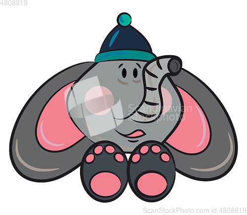 Image of Baby elephant with cap vector or color illustration