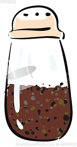 Image of Clipart of a white-colored pepper shaker with an exclamation mar