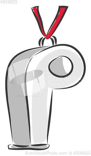 Image of Referee whistle with band illustration color vector on white bac