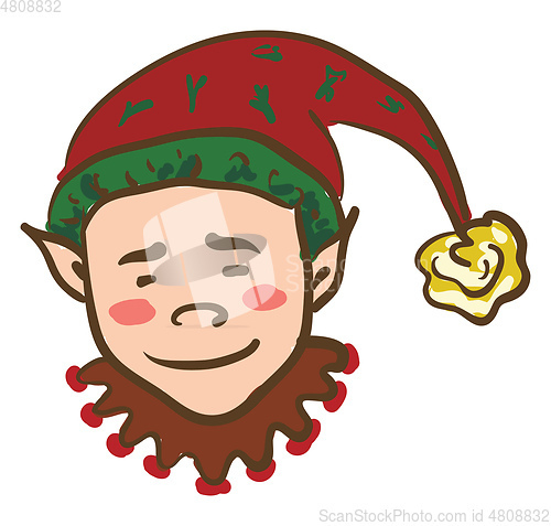 Image of Elf in red and green costume vector or color illustration