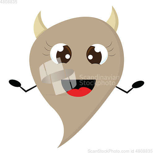 Image of Smiling girl ghost with white horns vector illustration on white