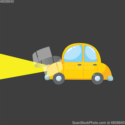 Image of Drawing of a yellow toy car vector or color illustration