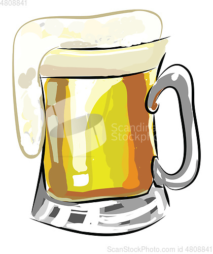 Image of A beer mug with overflowing froth from it vector color drawing o