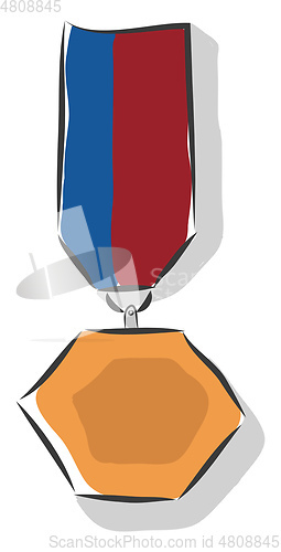 Image of A bronze hexagonal shaped medal vector or color illustration