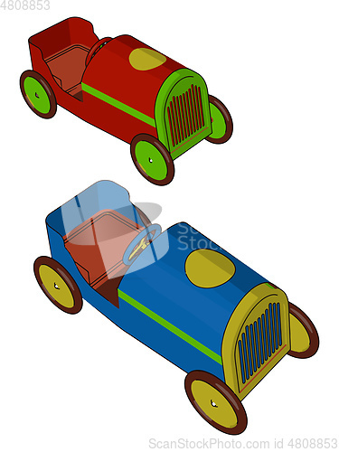 Image of Two attractive toy cars vector or color illustration