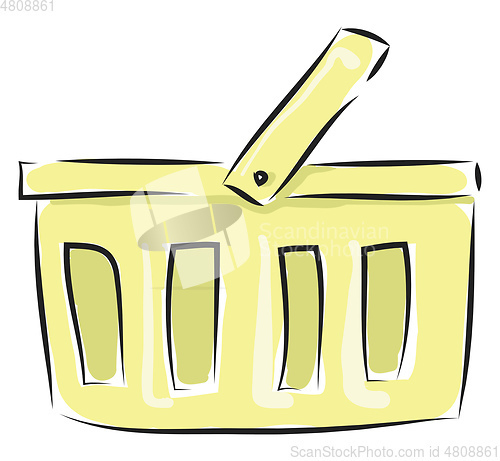 Image of Cartoon yellow basket vector illustration on white background