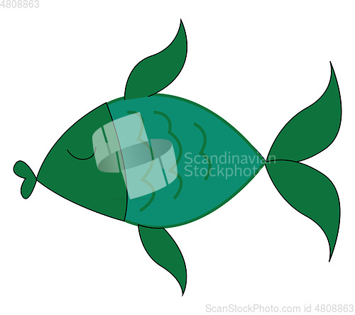 Image of A small green fish vector or color illustration