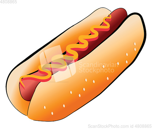 Image of Hotdog with mustard sauce vector or color illustration