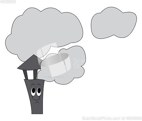 Image of Smoke fumes passing through the chimney of a house vector or col