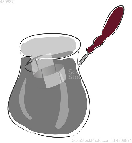 Image of Grey coffeemaker with purple handle vector illustration on white