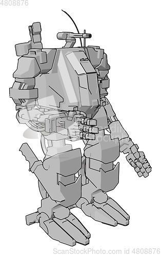 Image of Simple vector illustration of a grey robot standing arm out