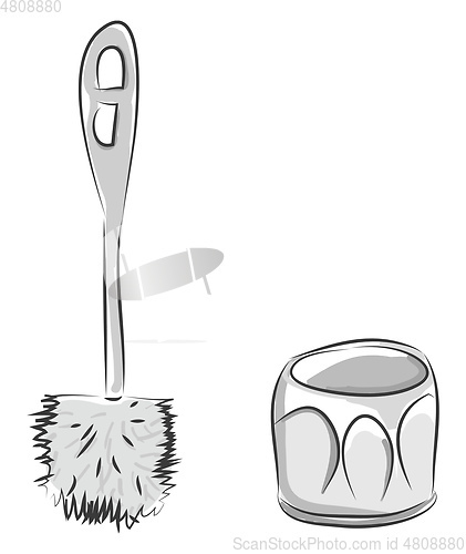 Image of Vector illustration of a white toilet brush white background