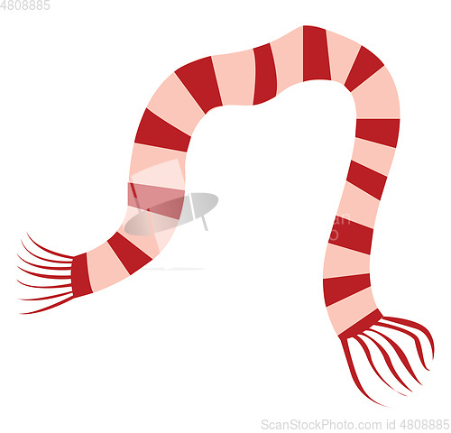 Image of Red and pink striped knitted  scarf vector illustration on white