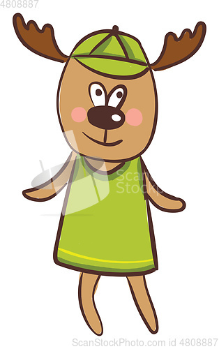 Image of Cartoon funny happy deer vector or color illustration