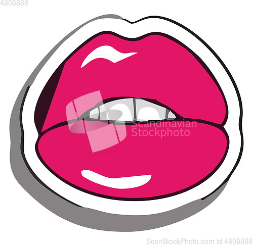 Image of Biting red lips vector or color illustration