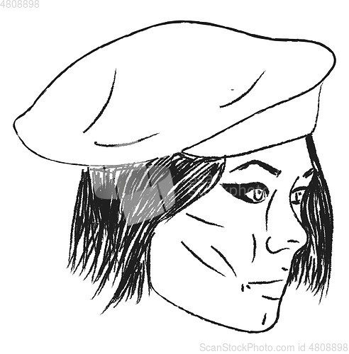 Image of A person wearing beret vector or color illustration