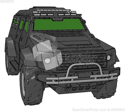 Image of A Military four-wheeler vector or color illustration