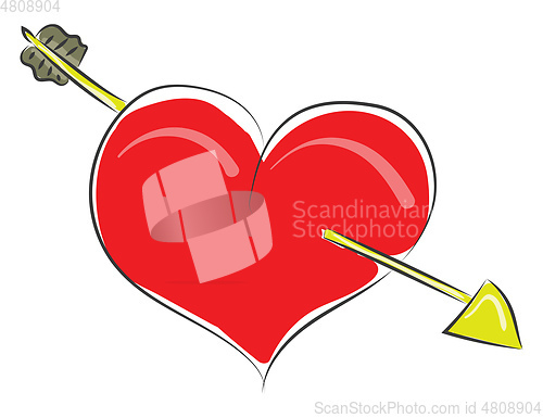 Image of Clipart of a red heart struck with an arrow vector or color illu