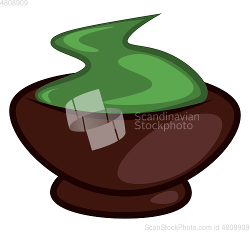 Image of Brown-colored clay bowl with wasabi is ready to be served vector