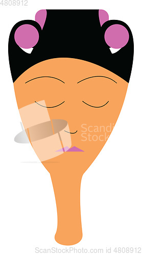 Image of Lady wearing hair styling kit vector or color illustration