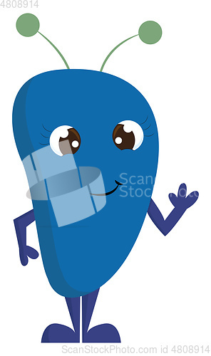 Image of Blue monster waving illustration color vector on white backgroun
