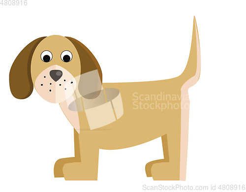 Image of A cartoon brown puppy standing alone vector color drawing or ill