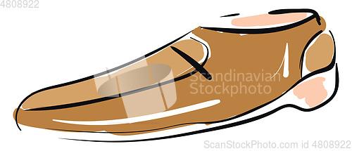 Image of Sketch drawing of a men\'s shoe in brown color vector or color il