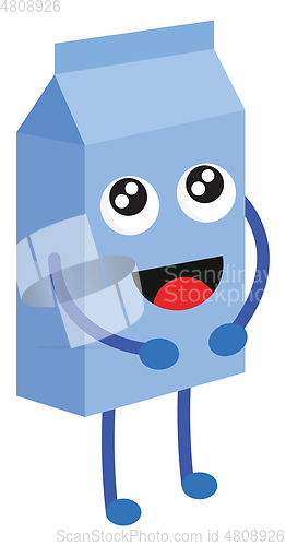 Image of Light blue milk box with happy face vector illustration on white