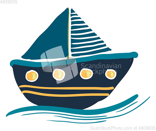 Image of A colorful blue sailing boat vector or color illustration