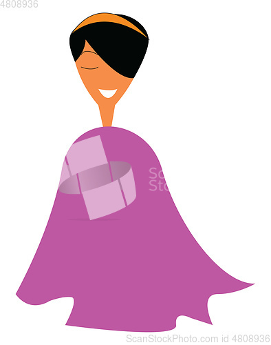 Image of Young girl in pink poncho vector or color illustration