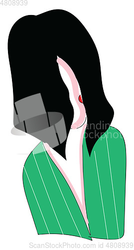 Image of Abstract portrait of a girl with black hair in a green shirt wit