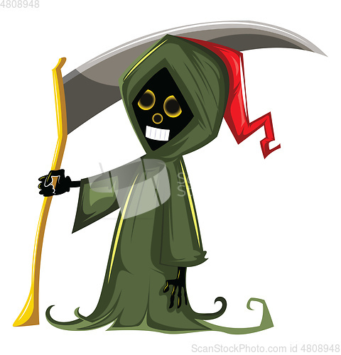 Image of Grim reaper in green suit vector illsutration on white backgroun