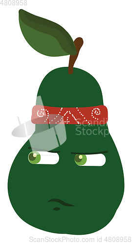 Image of Pear wearing bandana vector or color illustration