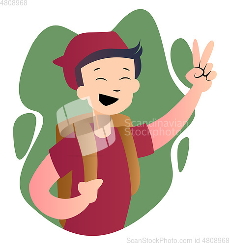 Image of Cute cartoon school boy vector illustartion on white background